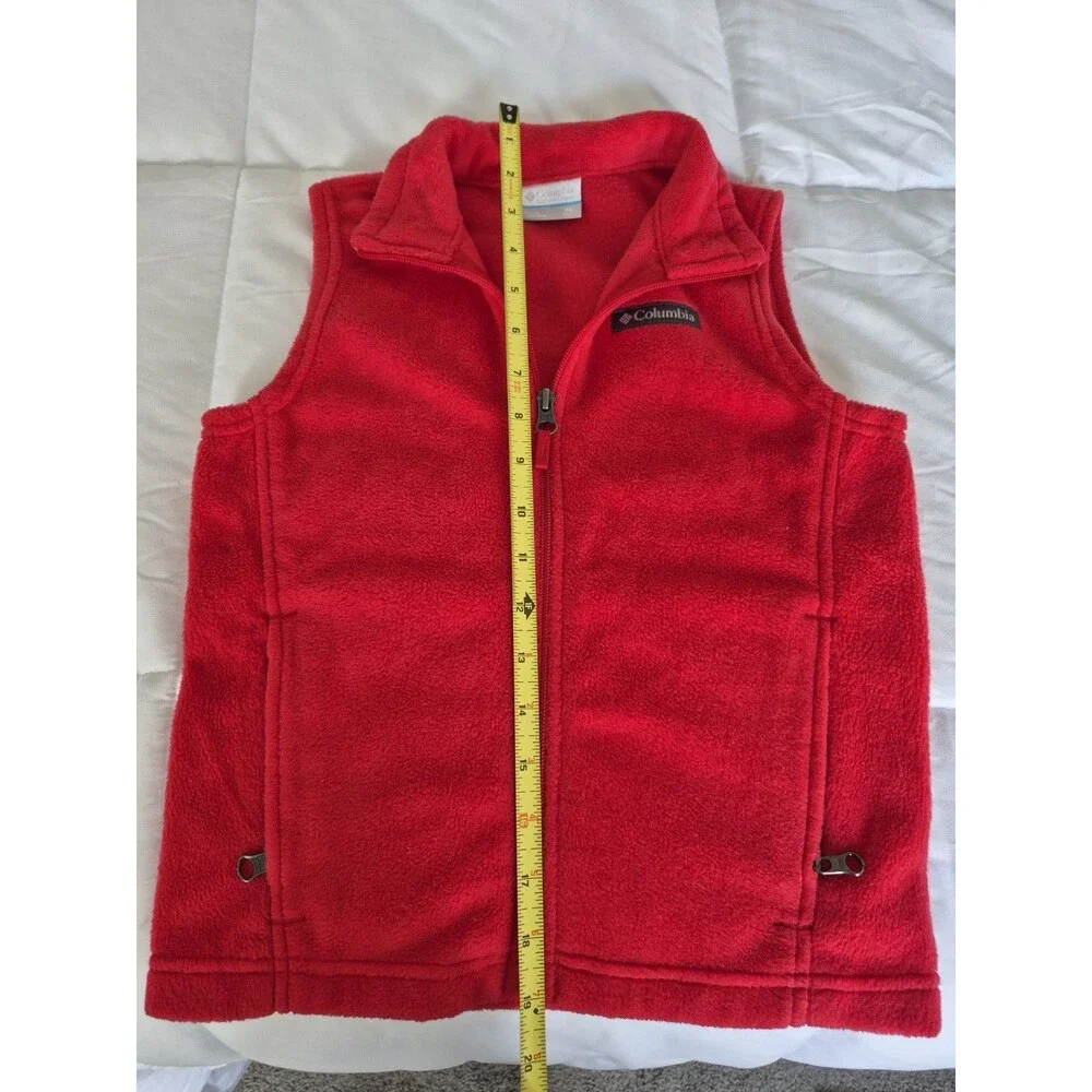 Columbia Boys XS Red Fleece Zip Vest Lightweight Full Zip Pockets Outdoor
